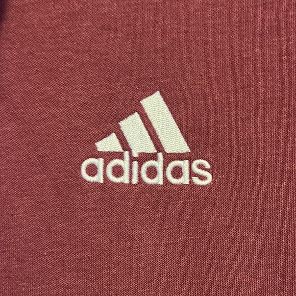 Adidas Burgundy Zip-Up Hoodie with White Accents - Picture 2 of 6